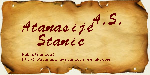 Atanasije Stanić vizit kartica